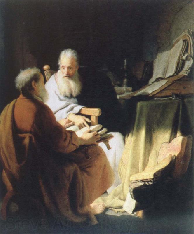 Rembrandt van rijn two lod men disputing Norge oil painting art